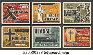 Posters of funeral service, tombs and RIP wreath Posters of funeral service, tombs and RIP wreath