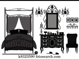 Chambre Coucher Vecteurs Clip Art | 1000+ Chambre Coucher ...