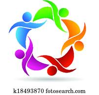 vector, samenhangend, mensen, logo, app.