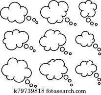 vector set of thought thin line bubbles, dialog bubble icon vector set of thought thin line bubbles, dialog bubble icon