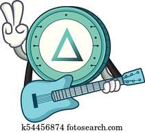 With guitar Salt coin mascot cartoon