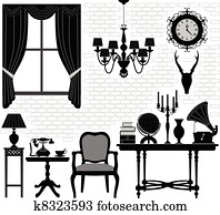 חדר, ישן עתיק, מסדרון, רהיטים