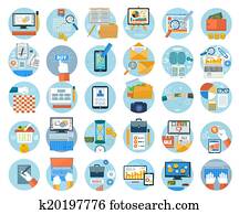 Business, office and marketing items icons. Business, office and marketing items icons.