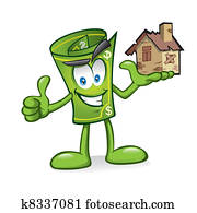 Cartoon money with damaged homes Cartoon money with damaged homes