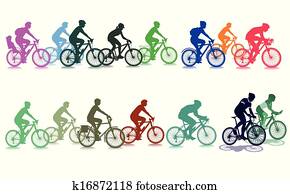 ciclismo, em, a, grupo