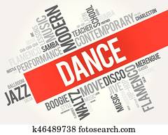 danse, mot, nuage, collage