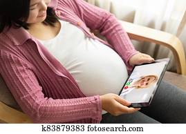 Doctor telemedicine service online video with pregnant woman for prenatal care Doctor telemedicine service online video with pregnant woman for prenatal care