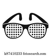 Examination control eyeglasses icon, simple style Examination control eyeglasses icon, simple style