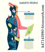 geräte, menschlich, kommunikation, begriff