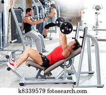 group with weight training equipment on sport gym group with weight training equipment on sport gym