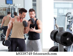 gym personal trainer man with weight training gym personal trainer man with weight training