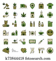 Marijuana icons. Set of medical cannabis icons. Marijuana icons. Set of medical cannabis icons.