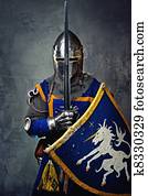 Medieval knight on grey background. Medieval knight on grey background.