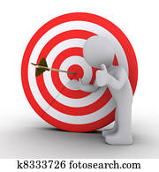 Person satisfied is showing an arrow in the center of target Person satisfied is showing an arrow in the center of target