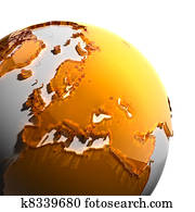 um, fragmento, de, terra, com, continentes, de, laranja, vidro um, fragmento, de, terra, com, continentes, de, laranja, vidro