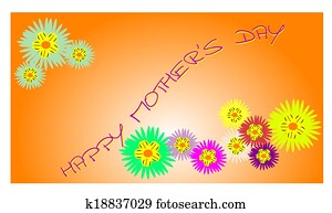 vrolijke, moeders dag, met, bloemetjes