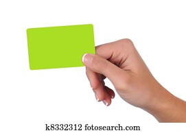Woman holding a blank gift card