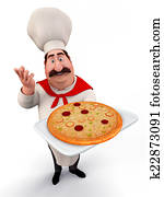 Young chef with pizza Young chef with pizza