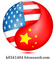 American and Chinese flag American and Chinese flag