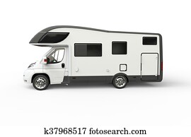 Big white camper van - side view Big white camper van - side view