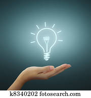 Bulb light drawing idea in hand Bulb light drawing idea in hand