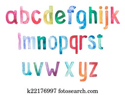 Colorful watercolor aquarelle font type handwritten hand draw doodle abc alphabet letters. Colorful watercolor aquarelle font type handwritten hand draw doodle abc alphabet letters.