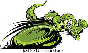 correndo, gator, ou, croc, mascote, gráfico