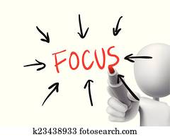 foco, palabra, escrito, por, 3d, hombre