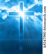 glowing, crucifixos, em, céu