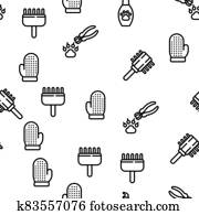 Grooming Animal Tool Vector Seamless Pattern Grooming Animal Tool Vector Seamless Pattern