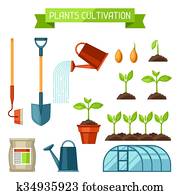 satz, von, landwirtschaft, objects., instrumente, für, cultivation,, betriebe, setzling, process,, buehne, pflanze, growth,, düngemittel, und, gew?chshaus satz, von, landwirtschaft, objects., instrumente, für, cultivation,, betriebe, setzling, process,, buehne, pflanze, growth,, düngemittel, und, gew?chshaus