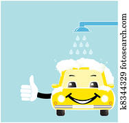 smile cartoon car in car wash smile cartoon car in car wash