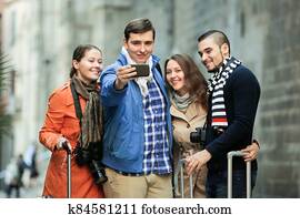 tourists taking selfie tourists taking selfie