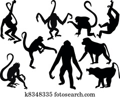 Vector - Monkey silhouettes collect Vector - Monkey silhouettes collect