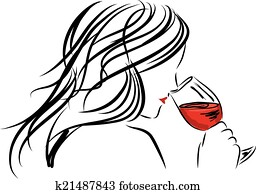 woman girl smelling a wine glass il woman girl smelling a wine glass il