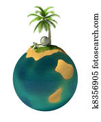 3d small people - desert island 3d small people - desert island