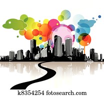 Abstract illustration with city.