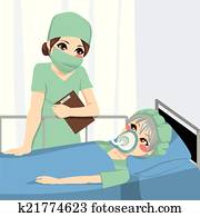 anesthetist, 護士, 以及, 病人