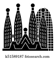barcelona - sagrada familia icon, vector illustration, black sign on isolated background barcelona - sagrada familia icon, vector illustration, black sign on isolated background