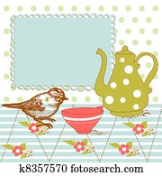 Bird and tea in the kitchen Bird and tea in the kitchen