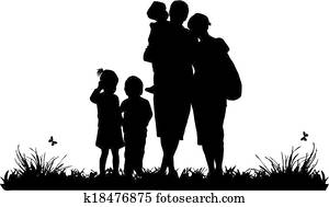 familie, silhouette