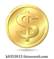 golden coin with dollar sign