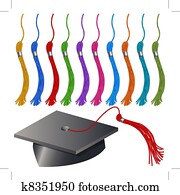 graduation cap, a, strapkať, set