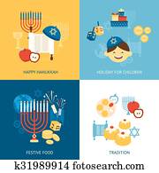 hanukkah, design, begriff hanukkah, design, begriff