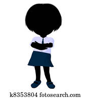 Little School Girl Illustration Silhouette