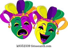 Clipart of Comedy and Tragedy Theater Masks k7800383 - Search Clip Art ...