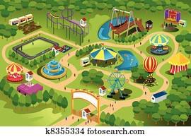 parque divertimento, mapa