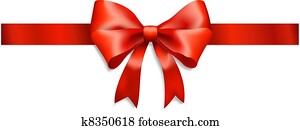red ribbon and bow isolated on white