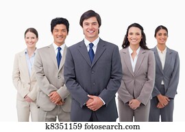 sorrindo, equipe vendas, ficar