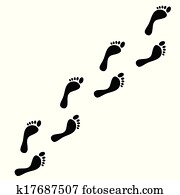 Trail of human steps isolated on white background (vector) Trail of human steps isolated on white background (vector)